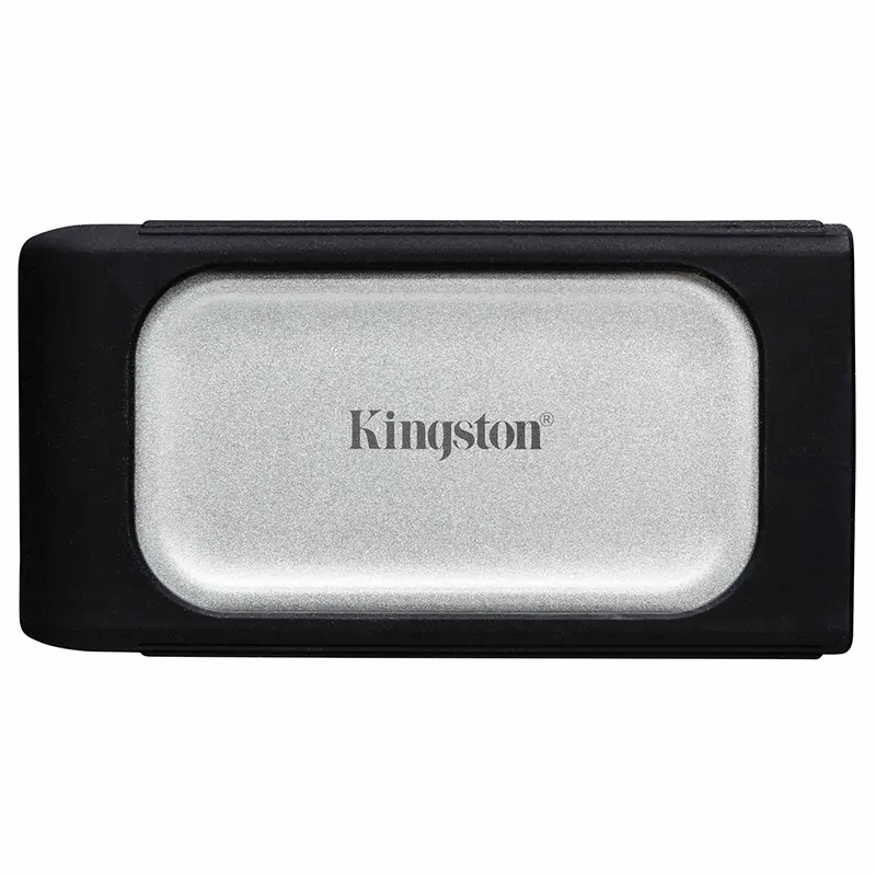 Kingston XS2000 4TB portable SSD external drive layout showing official rubber sleeve on a desk in Kathmandu Nepal.s