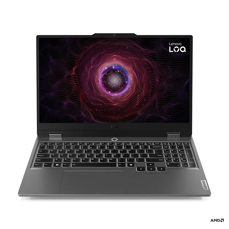 Lenovo LOQ 15AHP9 gaming laptop with AMD Ryzen 7 7445HS and RTX 3050 6GB, front view, available in Nepal at Onin Infosys