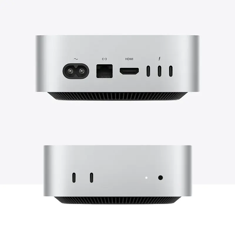 Mac mini M6 and Mac mini M4 silver desktops side by side at Onin Infosys Kathmandu