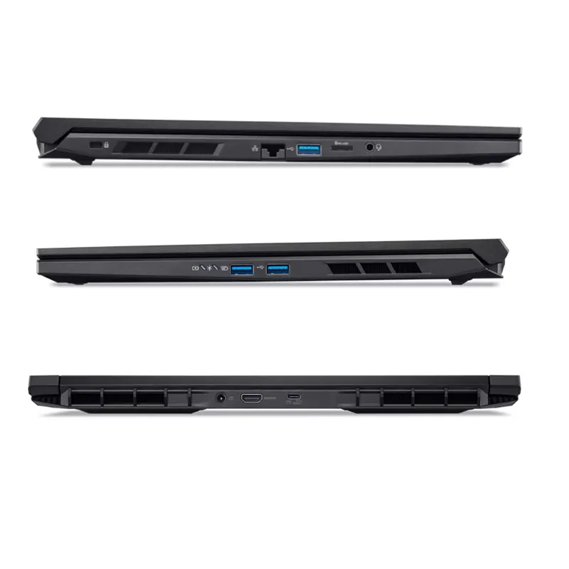Right-side connectivity profile showing the structural layout of high-speed USB and HDMI 2.1 ports on the Acer Nitro V 16.