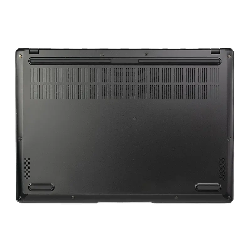 Side profile of the slim 1.3kg ASUS Vivobook S14 showing the ultra-thin profile and 32GB LPDDR5X memory capabilities.