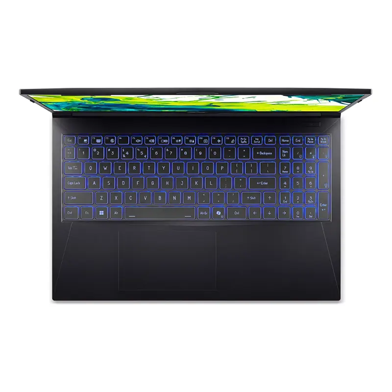 Close-up macro view of the expansive multi-gesture precision touchpad and sleek fingerprint-resistant matte brushed palm rest assembly on the Acer Aspire 7 Core 7 laptop.