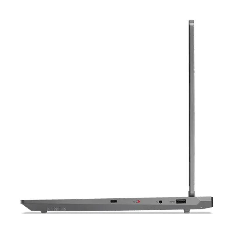 Side view highlighting the diverse I/O connectivity ports, USB slots, and power input layout of the Lenovo LOQ 15 AI laptop from Onin Infosys.
