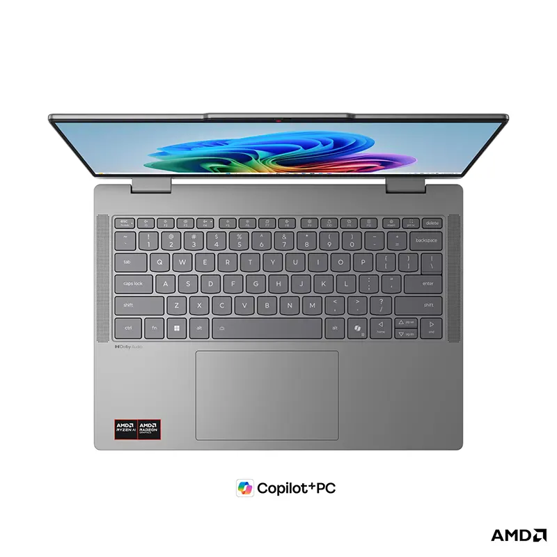 Lenovo Pen Gen 2 sketching on the touchscreen of Lenovo IdeaPad Slim 5 14AGP11 convertible laptop and its outstanding keyboard