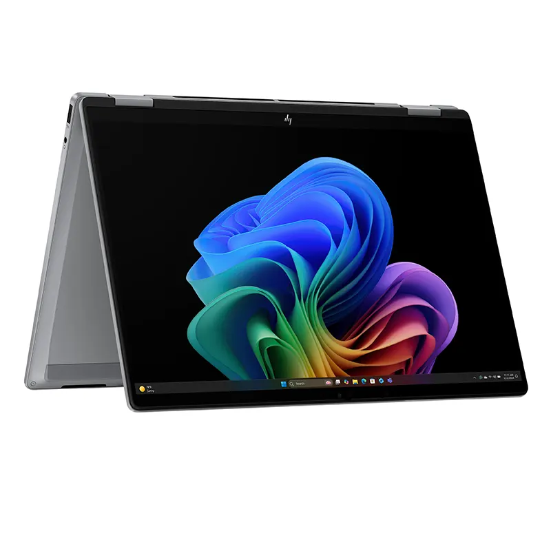 HP OmniBook X Ultra Flip showcasing 360-degree rotating touchscreen hinge display in tablet mode for creators in Nepal