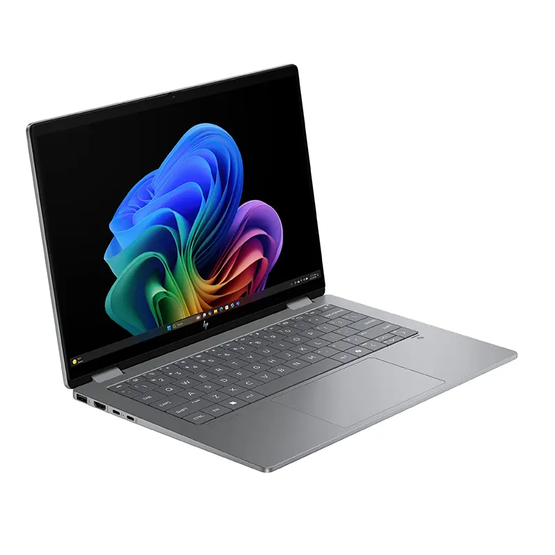 Close up view of the sleek chassis and keyboard layout of HP OmniBook Ultra Flip Copilot plus AI PC at Onin Infosys
