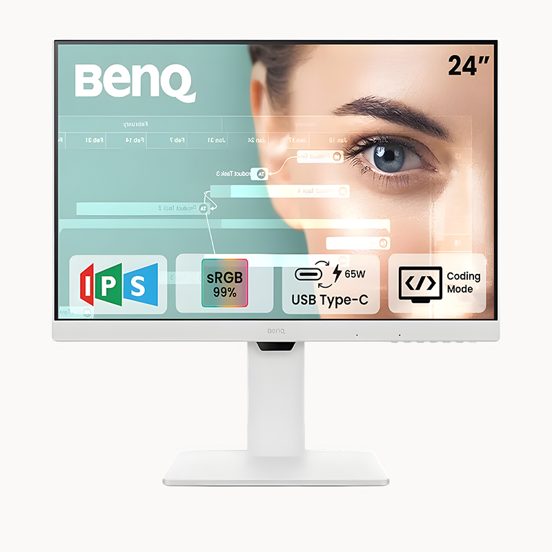 BenQ GW2486TC (White) – 24″ FHD Frameless IPS Monitor with Height Adjustment & USB‑C