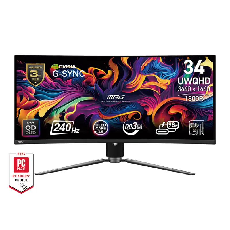 MSI MPG 341CQPX QD-OLED 34" 240Hz Curved Gaming Monitor | 2 years warranty