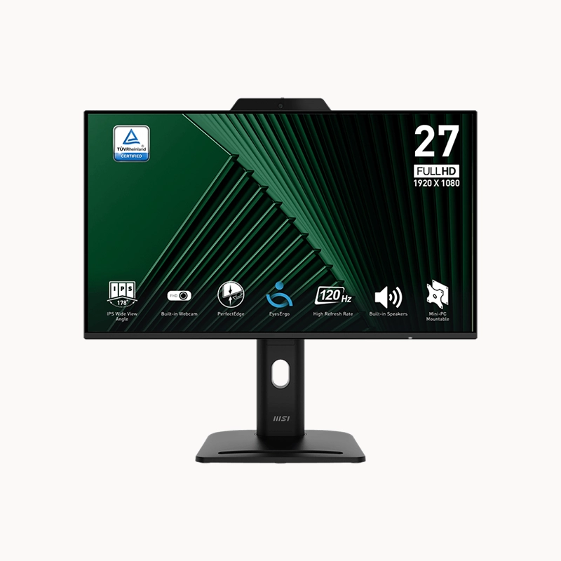 MSI PRO MP272PMG 27" Business Monitor with Built-in Webcam (120Hz) | 1920 x 1080 (FHD) 120Hz IPS Display | 2 x 2W Speaker