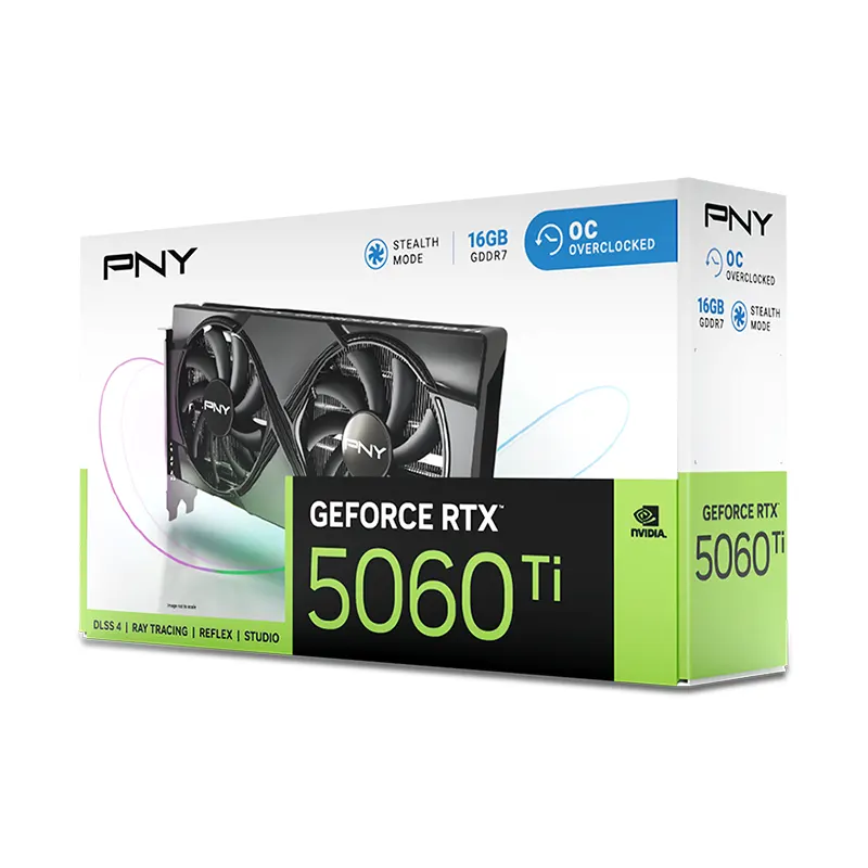 PNY GeForce RTX 5060 Ti 16GB Overclocked Dual Fan Graphics Card | VCG5060T16DFXPB1-O
