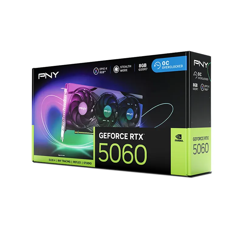 PNY GeForce RTX 5060 8GB EPIC-X RGB Overclocked Triple Fan Graphics Card | VCG50608TFXXPB1-O