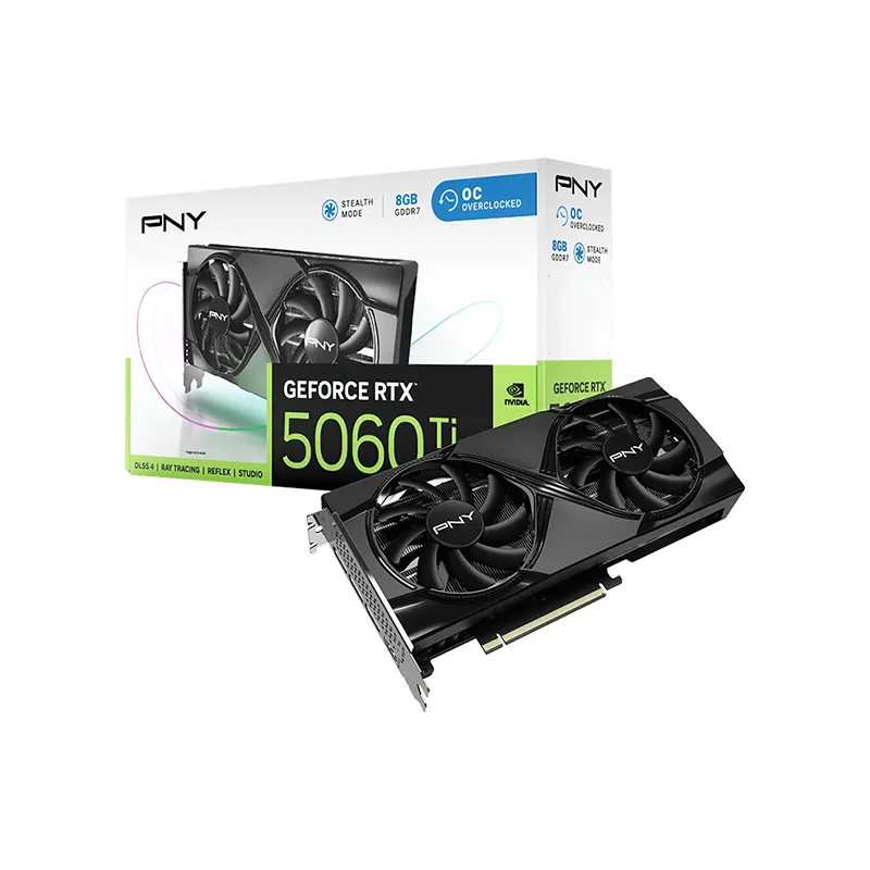 PNY GeForce RTX 5060 Ti 8GB Overclocked Dual Fan Graphics Card |  VCG5060T8DFXPB1-O